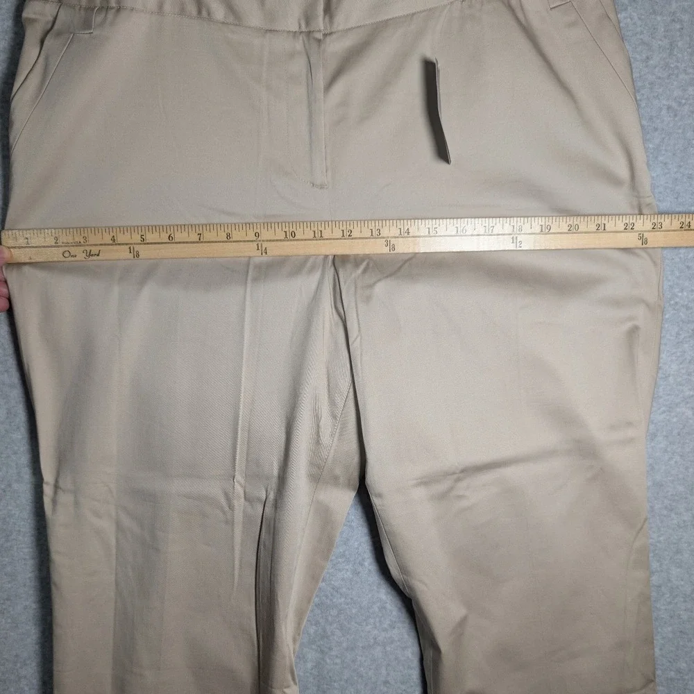 Lane Bryant Womens Trousers Size 18 Khaki Beige Cotton Stretch Cuffed Cropped - Picture 7 of 12